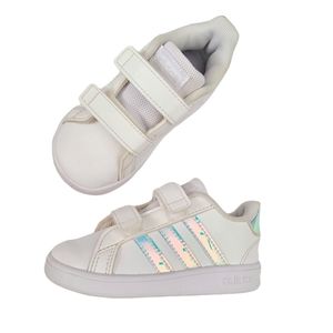 ADIDAS White & Iridescent Grand Court toddler shoes Sneakers Size 6K
